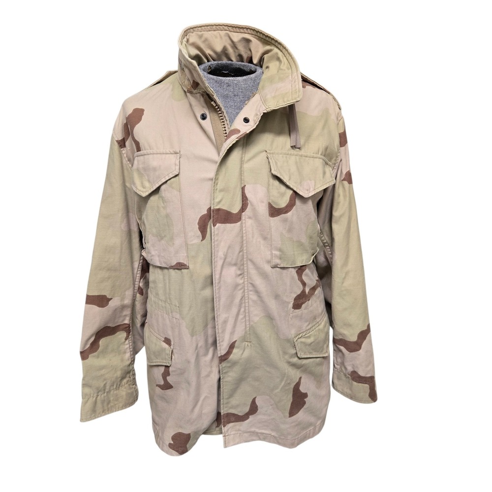US Military M-65 Field Jacket Coat Desert Camo 3 Color Small‎ Long VTG 90s